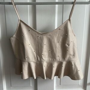 Pearl-detailed crop top